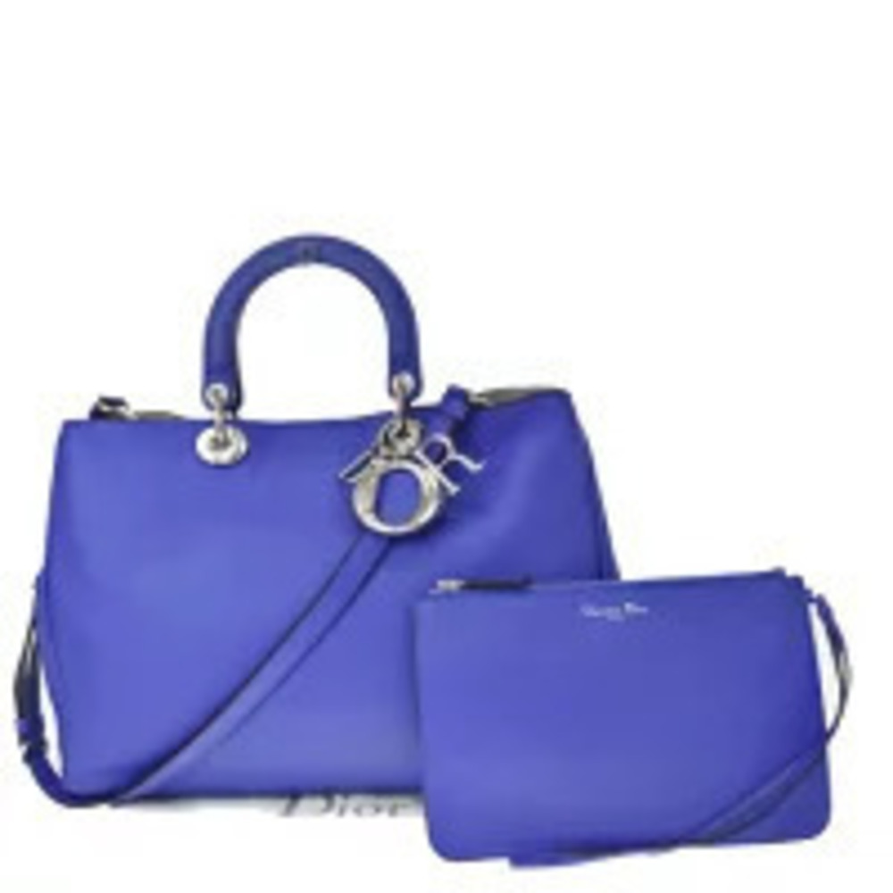 Christian Dior Diorissimo Handbag Shoulder Bag Purple Leather Pouch